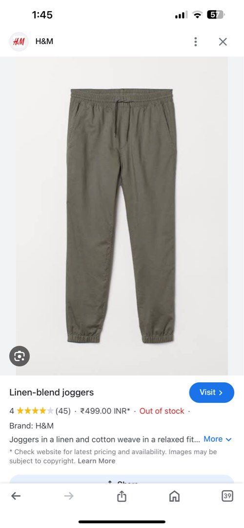 H and m linen joggers store