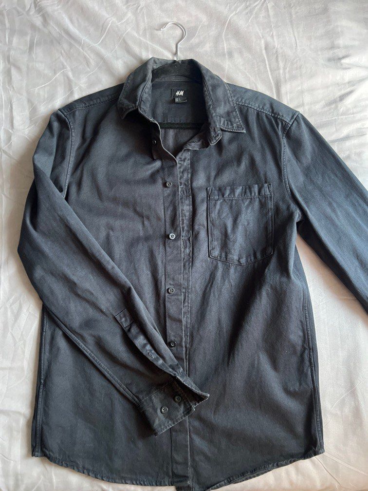 H M Long Sleeves Polo Men s Fashion Tops Sets Formal Shirts on Carousell