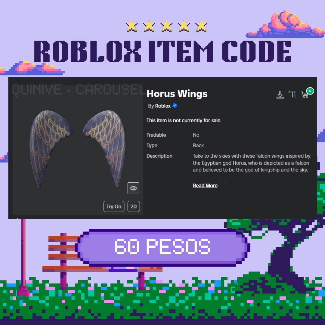 Horus Wings - Rare Roblox Item Code (1 STOCK ONLY), Hobbies & Toys ...