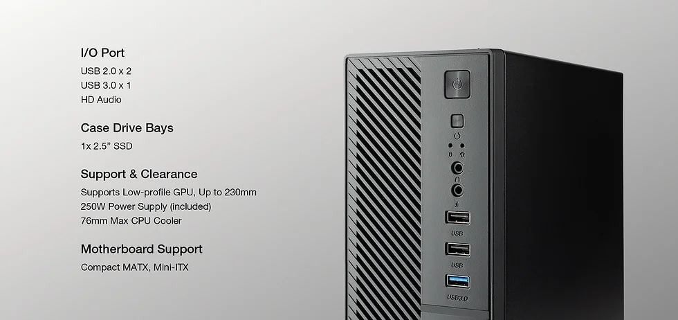 [IN STOCK] TECWARE CORE MINI SFF PC CASE WITH BUILT IN 250W PSU POWER ...