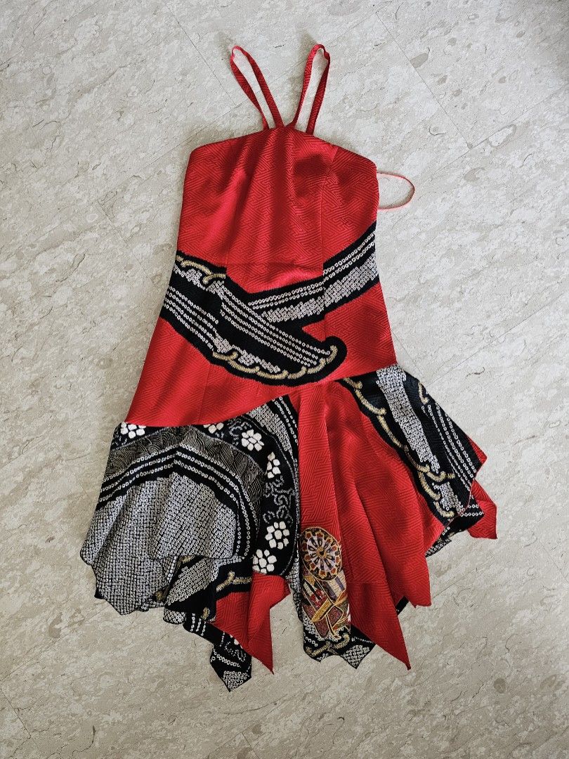 Japanese Kimono dress Remake from real kimono fabric Made in Japan