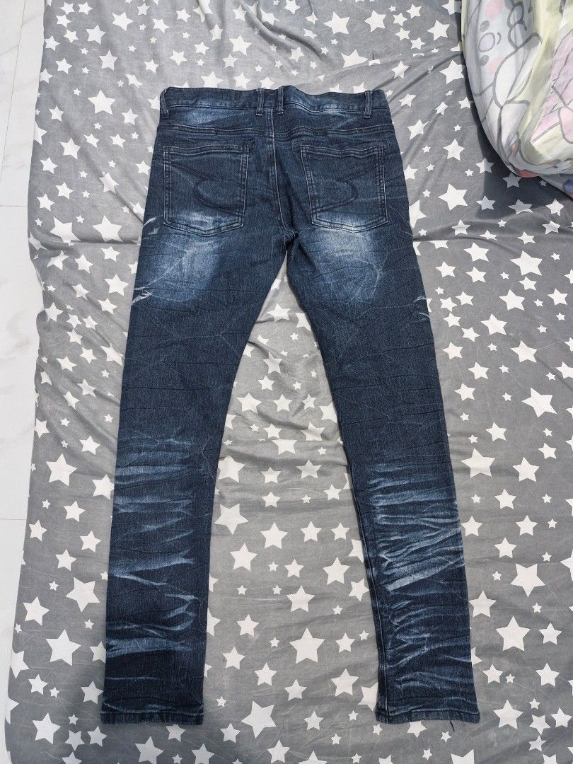 Japanese Semantic design jeans (Category: Jeans) located in Pili. Submitted by the_g_thrift (Listing ID 1320648569, Image 2). Description: Semantic design jeans Size medium on tag Size: 32 tape measure Full length: 39 Hem: 6 Excellent condition Price: 1499 plus sf Pm/dm for more info/details #PTPAdminSalamat.