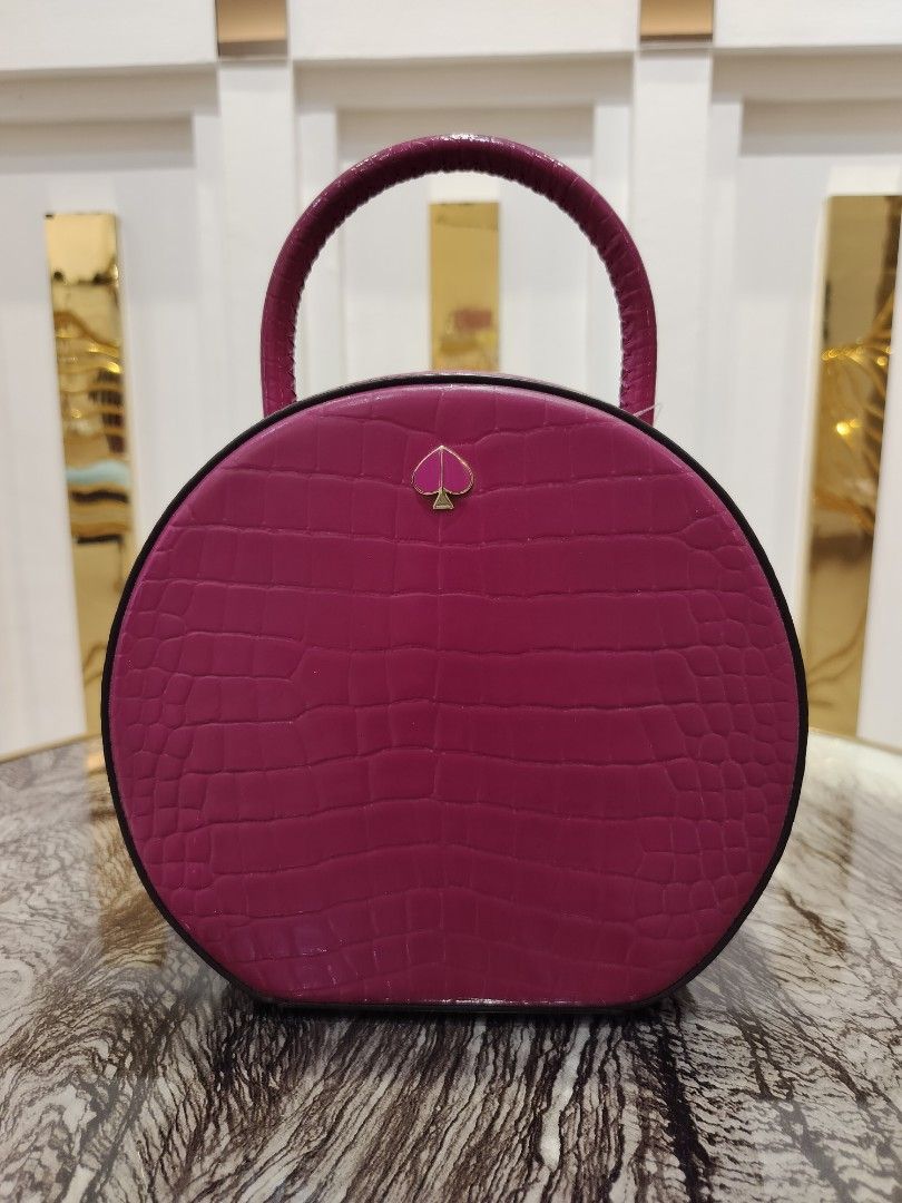 Kate Spade Andi Croc Embossed Canteen Bag Fuschia