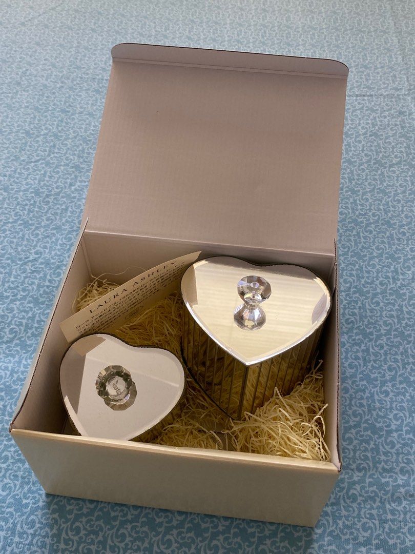 Laura Ashley mirror heart shaped jewellery boxes Luxury Accessories on Carousell