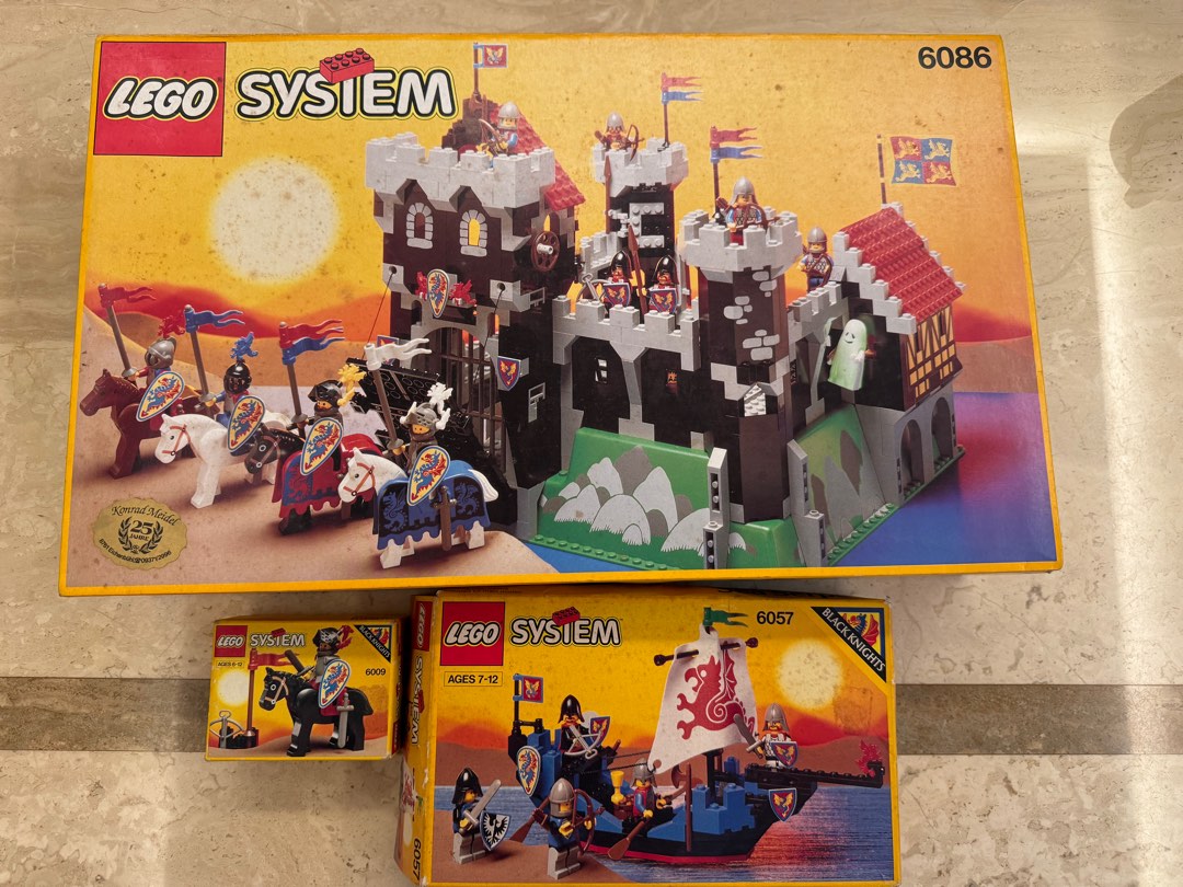 Lego System 6086 6057 6009 Black Knight's Castle Sea Serpent Black