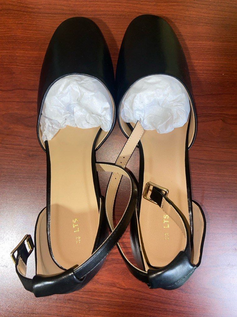 Long Tall Sally Two Part Block Heel Court Shoes UK 11 EUR 44 US 13