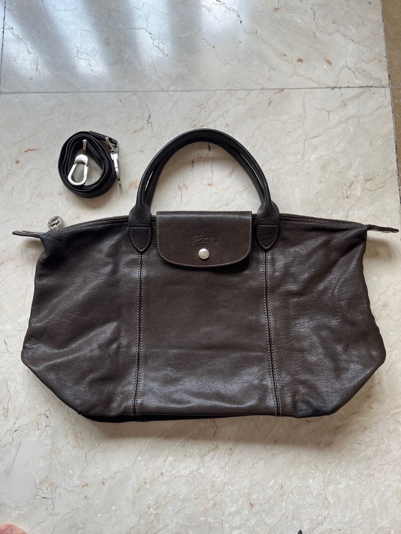 Longchamp Le Pliage Cuir Large Brown Luxury Bags Wallets on Carousell