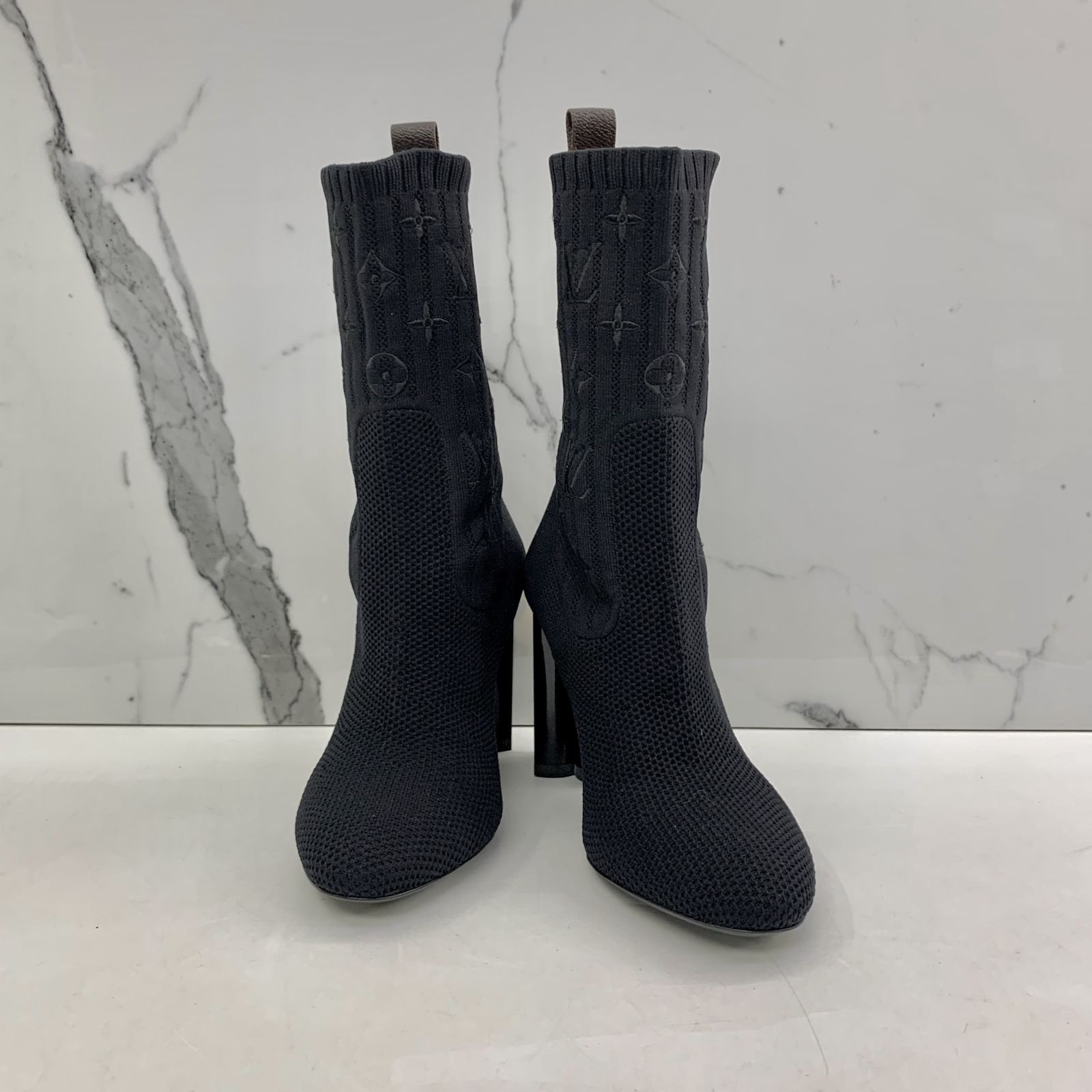 LOUIS VUITTON BLACK MONOGRAM SOCK SILHOUETTE ANKLE BOOTS 38 247040182 Luxury Sneakers Footwear on Carousell