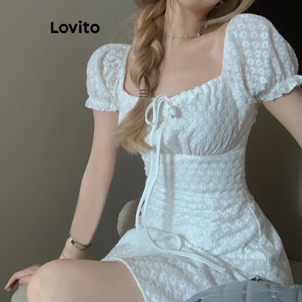 Lace trim eyelet embroidered dress cheap