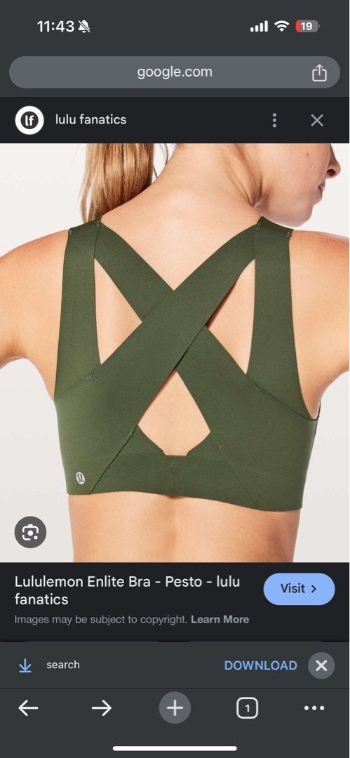 Lululemon Enlite Bra in Pesto Women s Fashion Activewear on Carousell