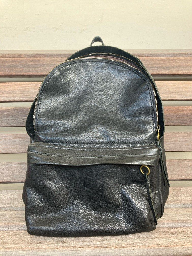 Madewell black leather backpack top