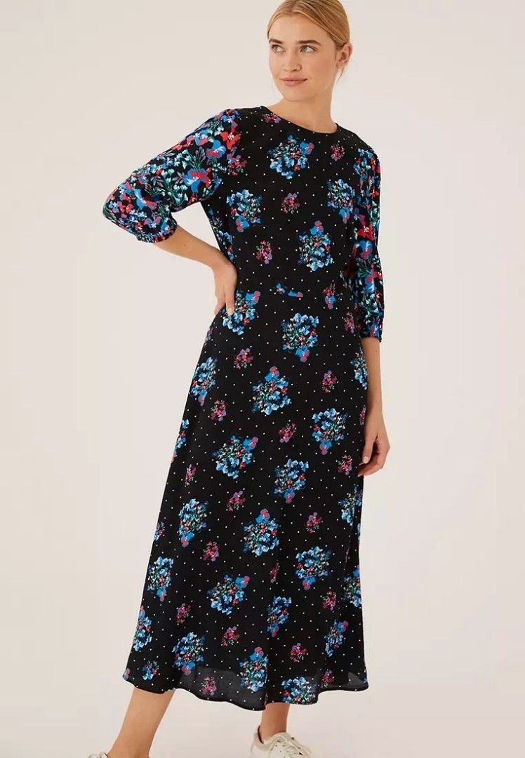 Marks Spencer black floral dress Women s Fashion Dresses Sets Dresses on Carousell