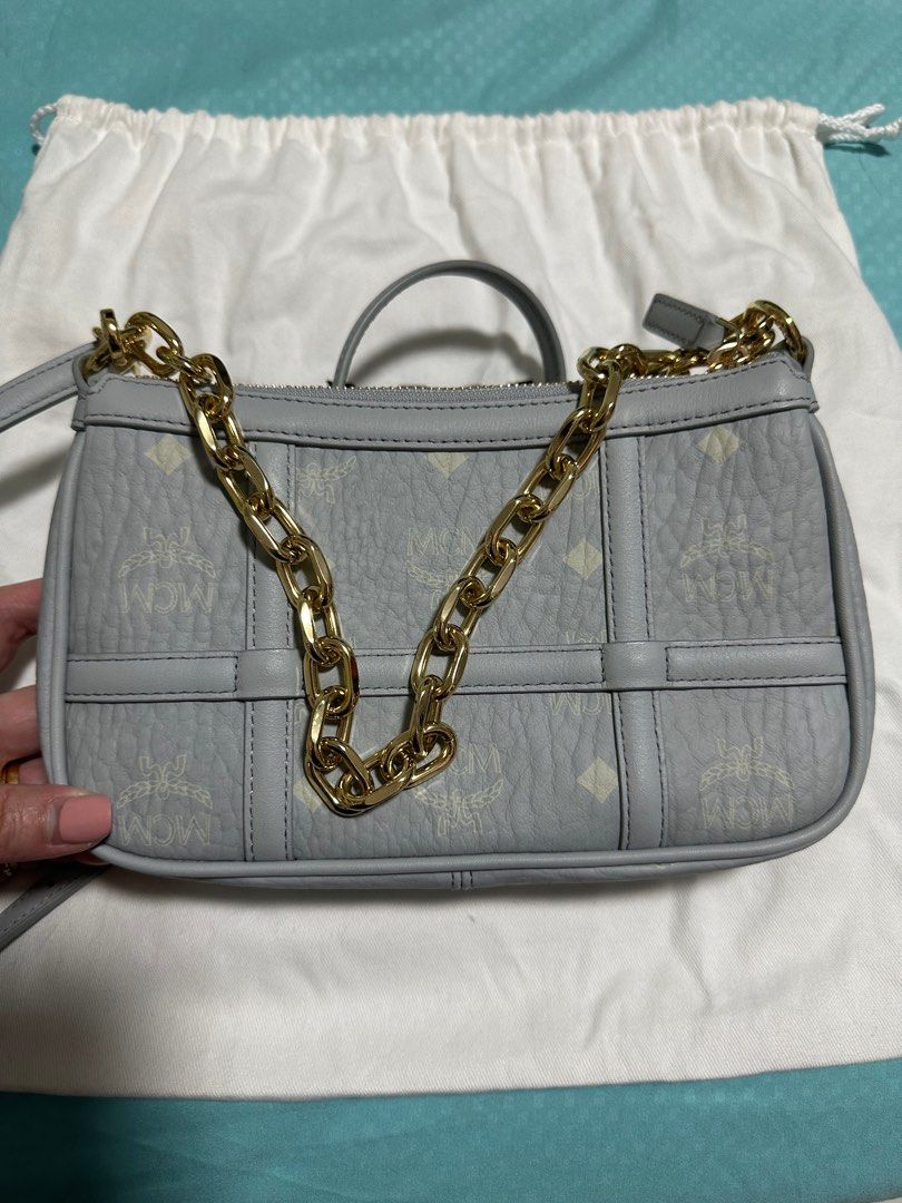 MCM Aren Shoulder Bag Misty Gray Visetos Women s Fashion Bags Wallets Cross body Bags on Carousell