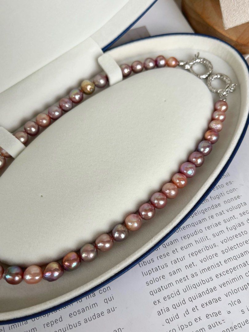 Oil Painting |Freshwater Pearl Necklace |Wrinkled Pearls|Dark 