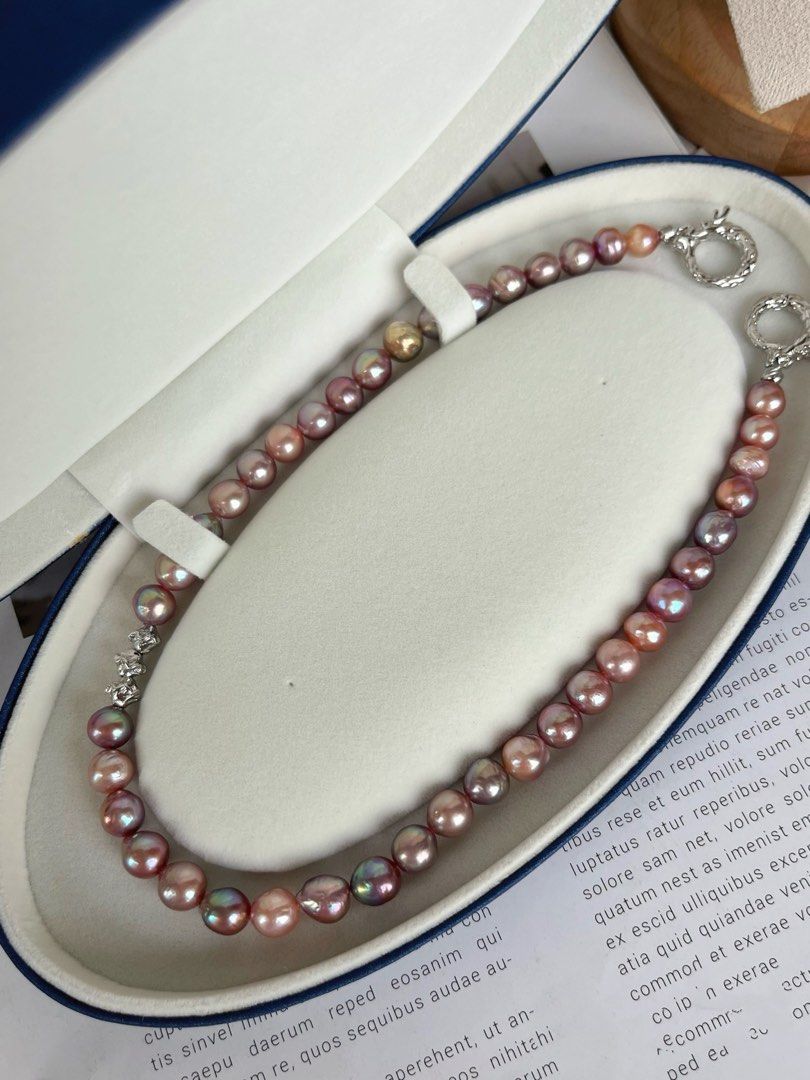 Oil Painting |Freshwater Pearl Necklace |Wrinkled Pearls|Dark 