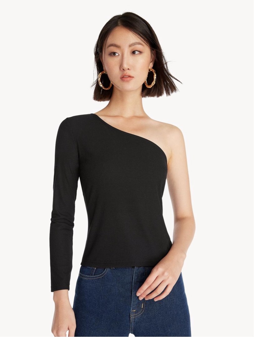 Pomelo ribbed one shoulder top Women s Fashion Tops Other Tops on Carousell