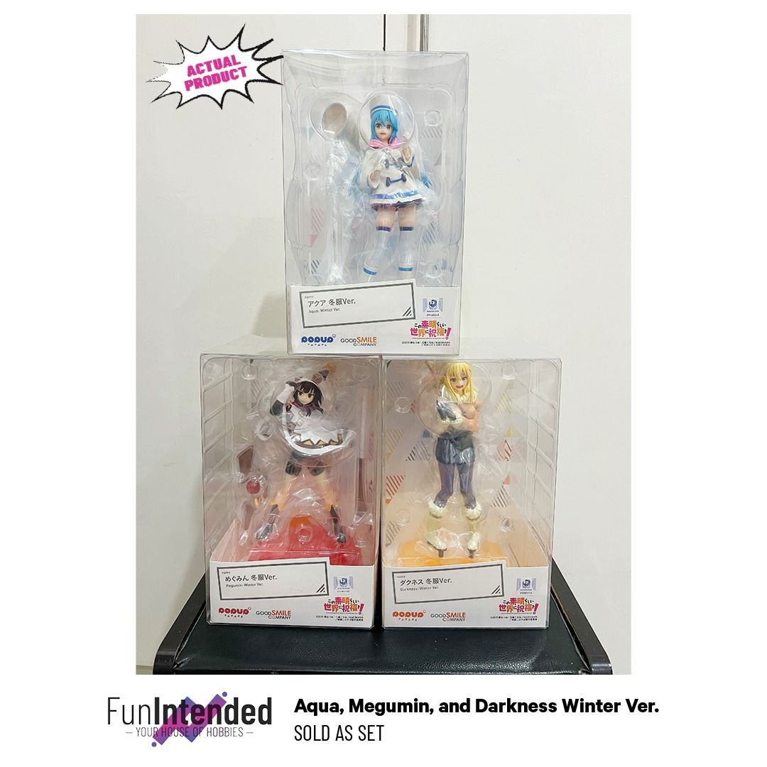 POP UP PARADE Aqua, Megumin, Darkness (Winter Ver.) [SET] (Category: Figurines & Statues) located in Angeles City. Submitted by funintended (Listing ID 1320593888, Image 1). Description: 𝐒𝐄𝐋𝐋𝐈𝐍𝐆 𝐀𝐒 𝐒𝐄𝐓! POP UP PARADE Aqua, Megumin, Darkness (Winter Ver.) Condition: MISB ETA: On-Hand #konosuba #konosubarashiisekainishukufukuwo #aqua #bakamegami #megumin #explosion #darkness #lalatina #popupparade #goodsmilecompany.