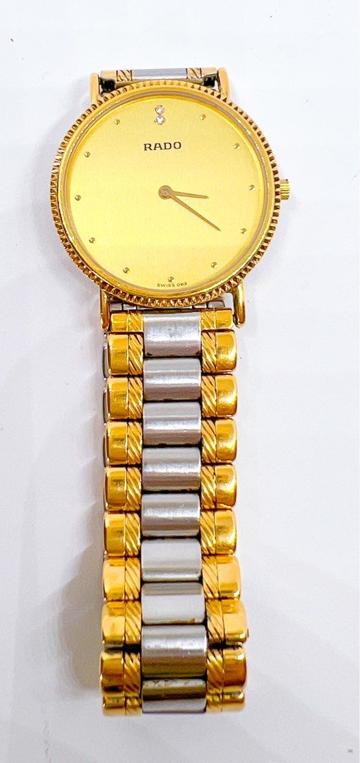 Rado gold plated 2 diamonds man watch 204.3608.2