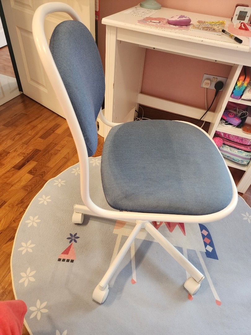 9.9SALE IKEA ORFJALL Children s desk chair white Vissle light blue
