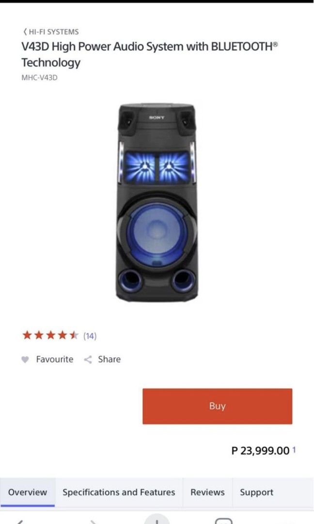 Sony mhc v43d (Category: Soundbars, Speakers & Amplifiers) located in Manila. Submitted by jumar2k265315 (Listing ID 1320641415, Image 2). Description: fs; used Sony mhc v43d Bluetooth.