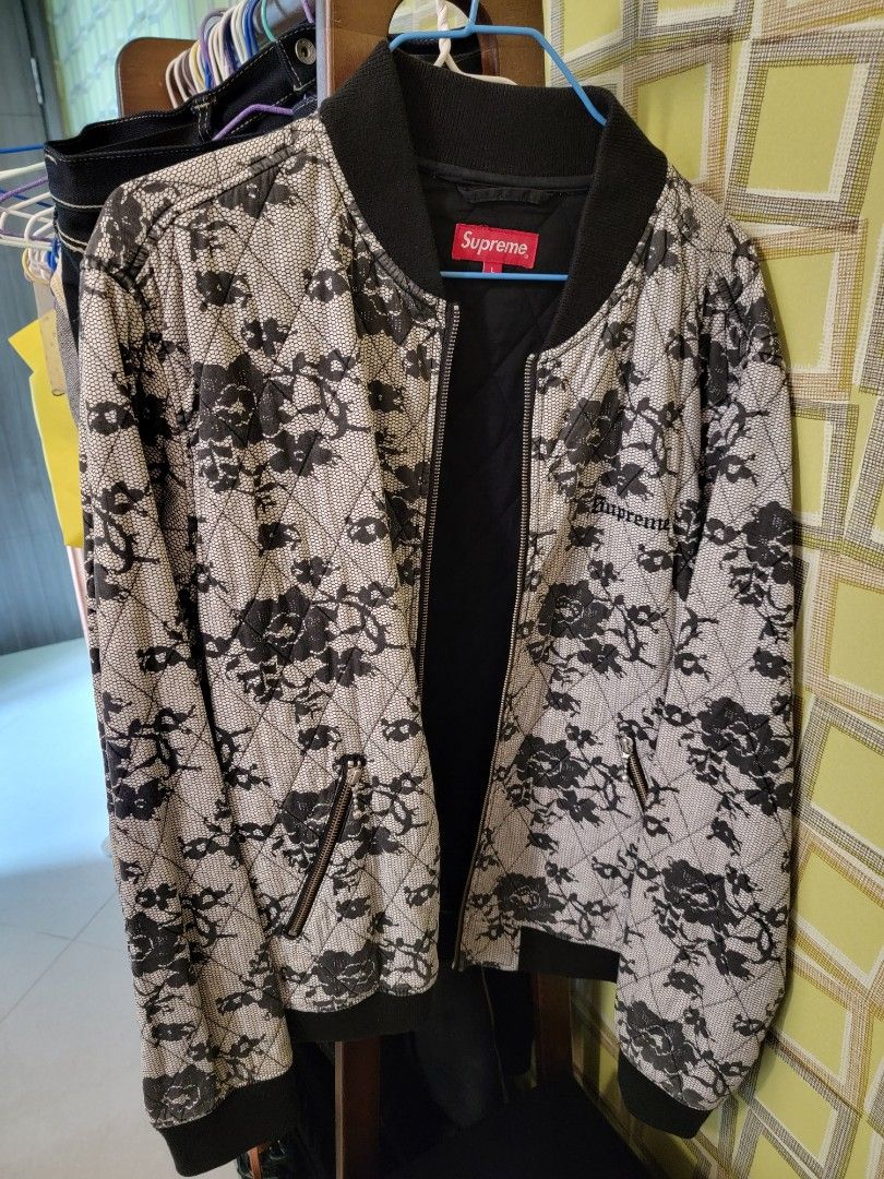 Supreme Quilted Lace Bomber Jacket Floral White Black Size Large SS17 Carousell