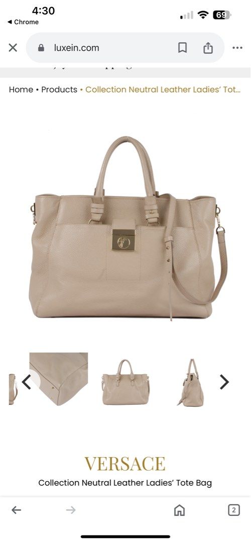Versace Collection Leather Tote (Category: Luxury Bags & Wallets) located in Quezon City. Submitted by actank (Listing ID 1320658883, Image 1). Description: Bought from Barney’s for 1000USD With original dust bag and price tag Pebbled leather material Versatile and stylish.