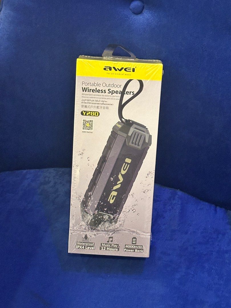 WATERPROOF AWEI BT SPEAKER + POWERBANK (Category: Soundbars, Speakers & Amplifiers) located in Quezon City. Submitted by mendezcha68020 (Listing ID 1320614909, Image 1). Description: Brand New Sealed Portable Outdoor Wireless Speakers Waterproof IPX4 Level Music Play is 12 hours 4000 mAh Power Bank Great and Crisp sound and bass .