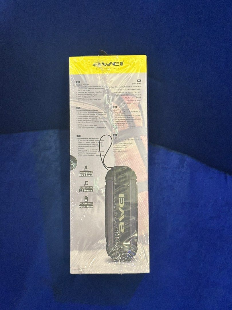 WATERPROOF AWEI BT SPEAKER + POWERBANK (Category: Soundbars, Speakers & Amplifiers) located in Quezon City. Submitted by mendezcha68020 (Listing ID 1320614909, Image 3). Description: Brand New Sealed Portable Outdoor Wireless Speakers Waterproof IPX4 Level Music Play is 12 hours 4000 mAh Power Bank Great and Crisp sound and bass .