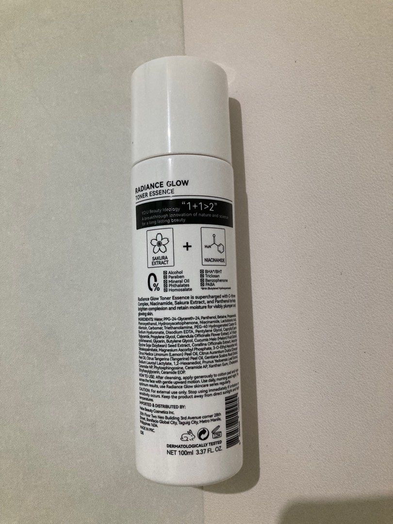 Y.O.U Radiance Glow Toner & Serum (Category: Face Care) located in Manila. Submitted by sparkscape (Listing ID 1320643552, Image 3). Description: Y.O.U Radiance Glow Toner Essence Description A lightweight essence enriched with Niacinamide,Vitamin B5 & VC ethyl ascorbic acid to hydrate and helps to restore balance to your skin for radiant & glow skin.Make you skin bright and glow with Niacinamide & VC ethyl ascorbic.Keeping you skin hydrated with