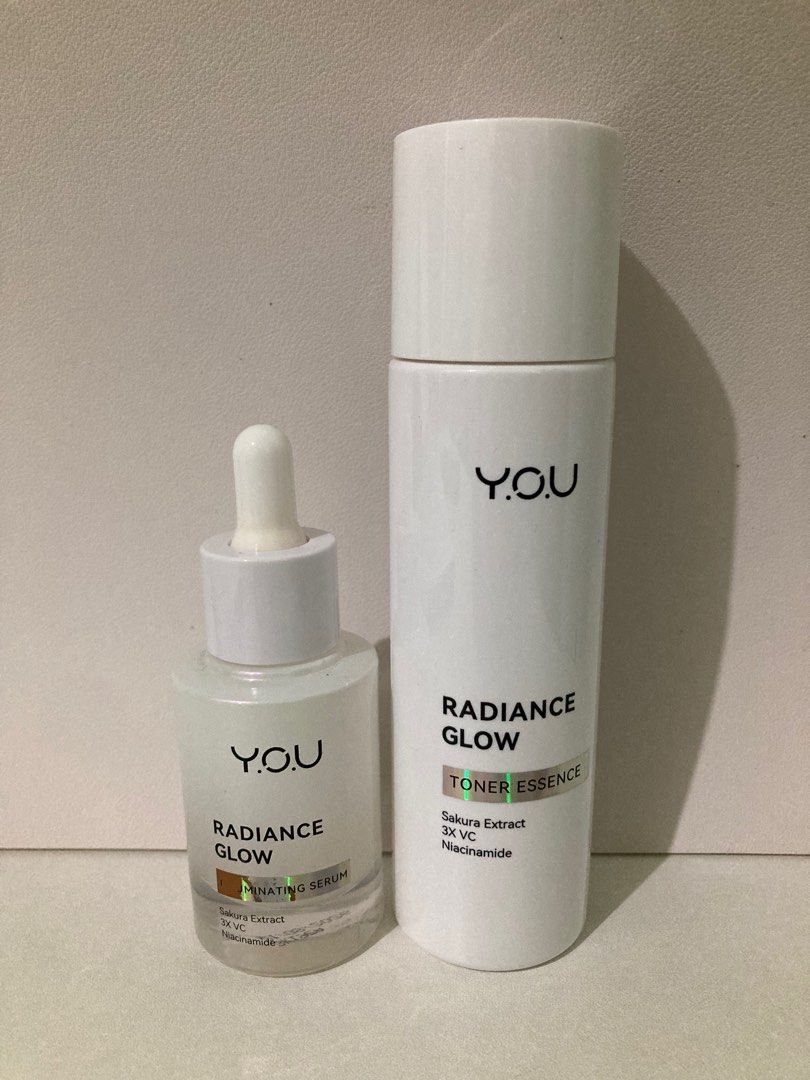 Y.O.U Radiance Glow Toner & Serum (Category: Face Care) located in Manila. Submitted by sparkscape (Listing ID 1320643552, Image 1). Description: Y.O.U Radiance Glow Toner Essence Description A lightweight essence enriched with Niacinamide,Vitamin B5 & VC ethyl ascorbic acid to hydrate and helps to restore balance to your skin for radiant & glow skin.Make you skin bright and glow with Niacinamide & VC ethyl ascorbic.Keeping you skin hydrated with