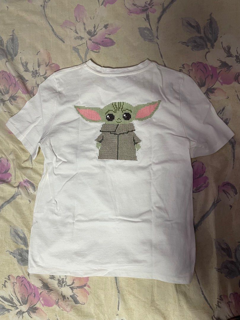 Zara Large Star Wars Grogu Baby Yoda Embroidered Pocket White Shirt Women s Fashion Tops Shirts on Carousell