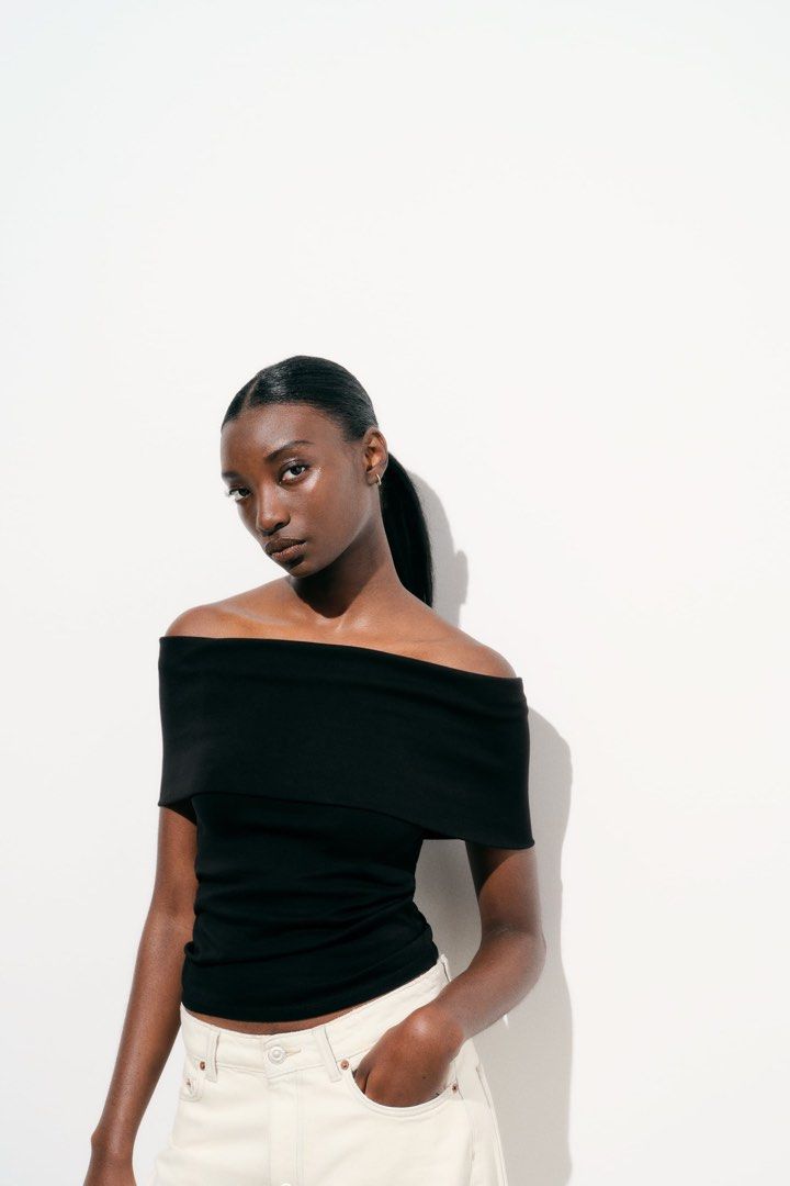 Zara black off the shoulder top new arrivals