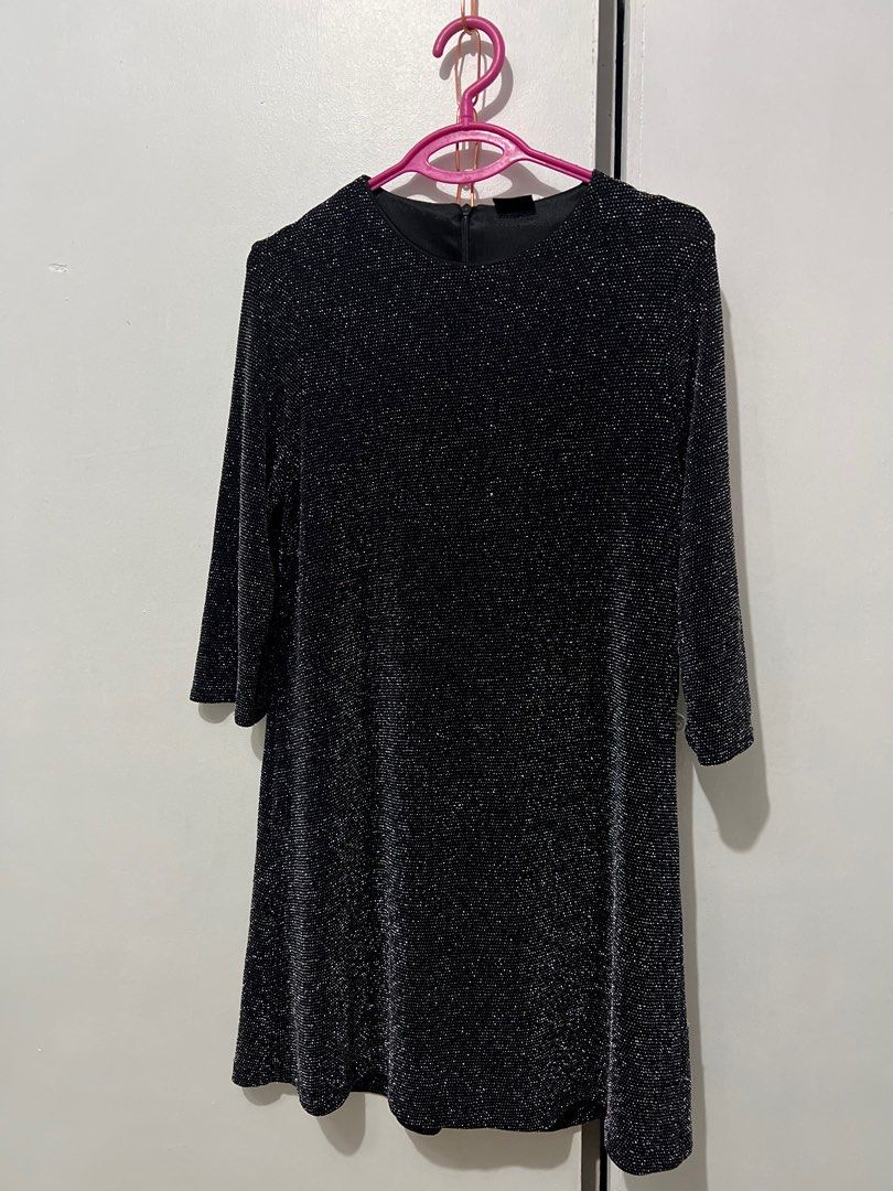Sale!!Original Zara W/B Collection Black 3/4sleeve Glitter Mini Dress,  Women's Fashion, Dresses & Sets, Dresses on Carousell