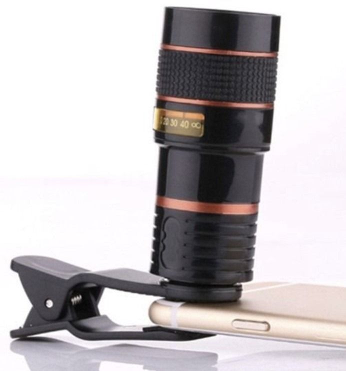 8X Optical Portable ClipOn Phone Lens for Indoor / Outdoor / Travel
