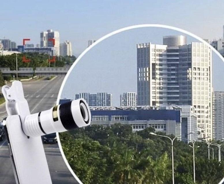 8X Optical Portable ClipOn Phone Lens for Indoor / Outdoor / Travel