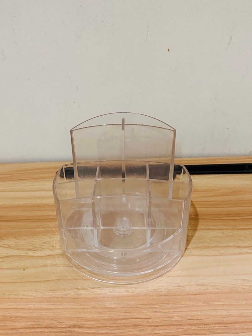 Acrylic Makeup Organizer (Category: Storage Boxes & Baskets) located in Quezon City. Submitted by cairacurates (Listing ID 1320797715, Image 3). Description: [SALE] Acrylic makeup organizers 24-slot lipstick holder - ₱160 Rotating makeup organizer - ₱120 Multi-level organizer - ₱120 BUNDLE - ₱370 RFS: Decluttering.