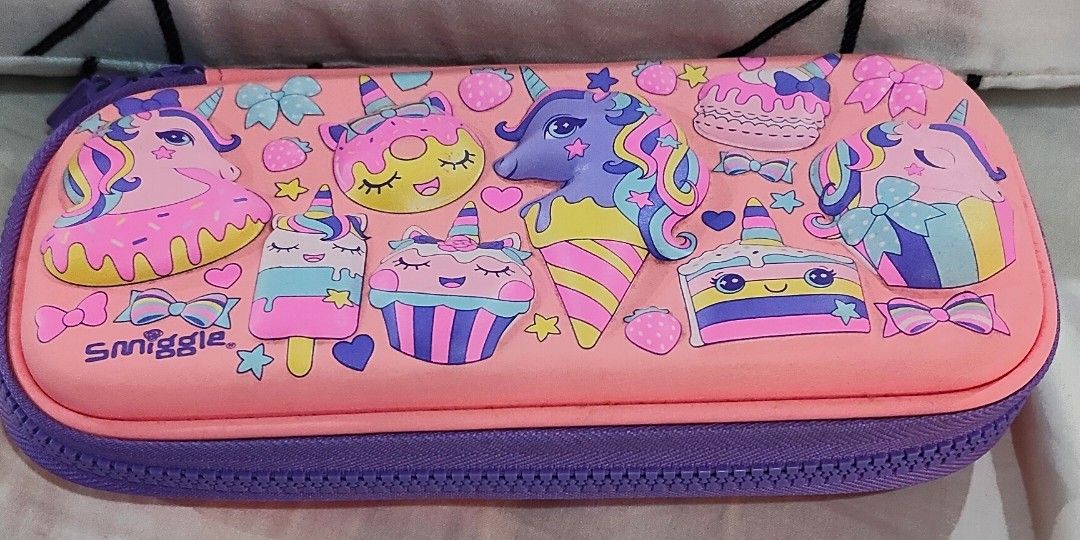 Authentic Smiggle Pink Unicorn Party Pencil Case (Category: Babies & Kids Fashion) located in Cavite. Submitted by live_once (Listing ID 1320914719, Image 2). Description: Guaranteed Authentic Personally Bought in Smiggle HK Brand New with Tags, can be gifted No Issue, no Flaw, Working Zippers, Clean inside and outside Embossed Design, Pink and Purple Color, Unicorn Party Fixed Price.