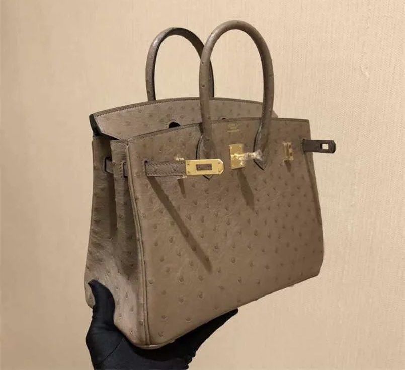 Brown Ostrich Birkin B25 BIRKIN 25 OSTRICH LIGHT BROWN GHW