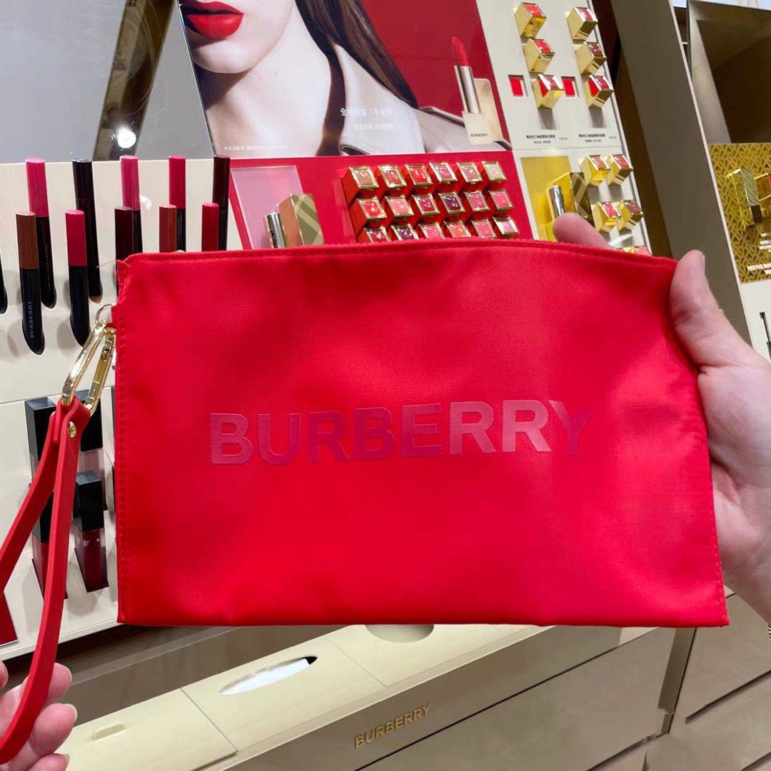 Burberry Beauty Red Makeup Pouch Women s Fashion Bags Wallets Purses Pouches on Carousell
