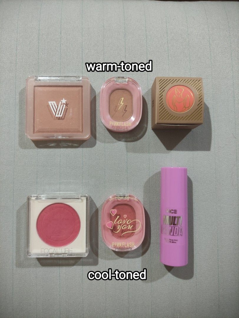 Blush Bundle - Vice Cosmetics, Pinkflash, Focallure, FS Cosmetics (Category: Makeup) located in Mandaluyong City. Submitted by aeurea (Listing ID 1320885327, Image 3). Description: Decluttering, shop my make up stash! ❤️ FS Cosmetics blush is still new! The rest are lightly used. Shades: Pinkflash Blushes - PO4 ❌SOLD❌ and NO1 Focallure - 601 ❌SOLD❌ Vice Cosmetics Powder: Apricot Crush Vice Cosmetics Cream Stick: Purpleism ❌SOLD❌ FS Cosmetics Crea