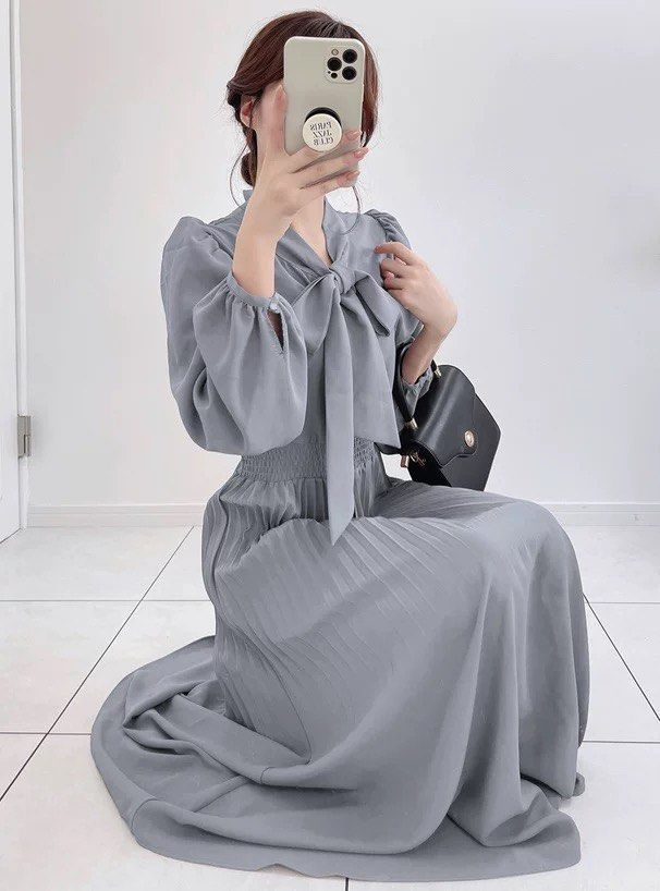 Grey flowy dress clearance