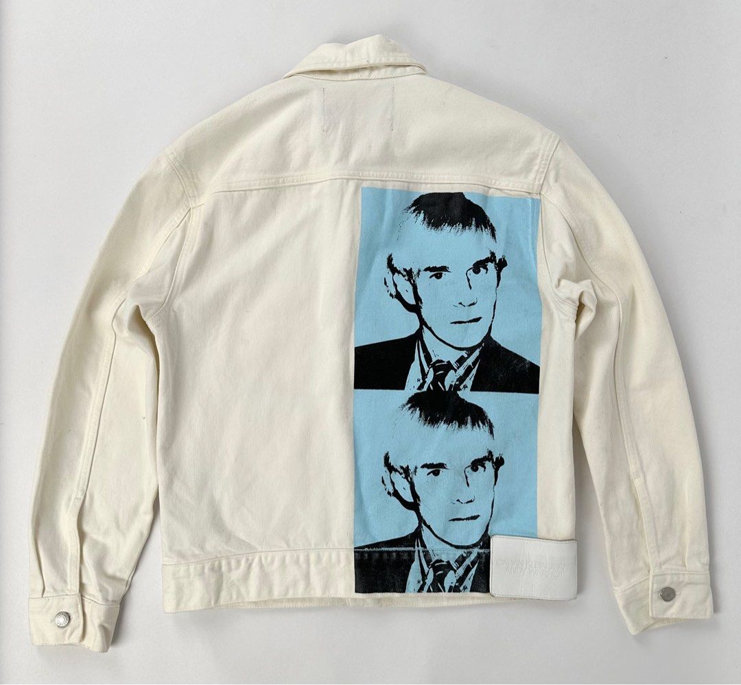 Calvin Klein Andy Warhol White Denim Tracker Blue Face Print. Men s Fashion Coats Jackets and Outerwear on Carousell