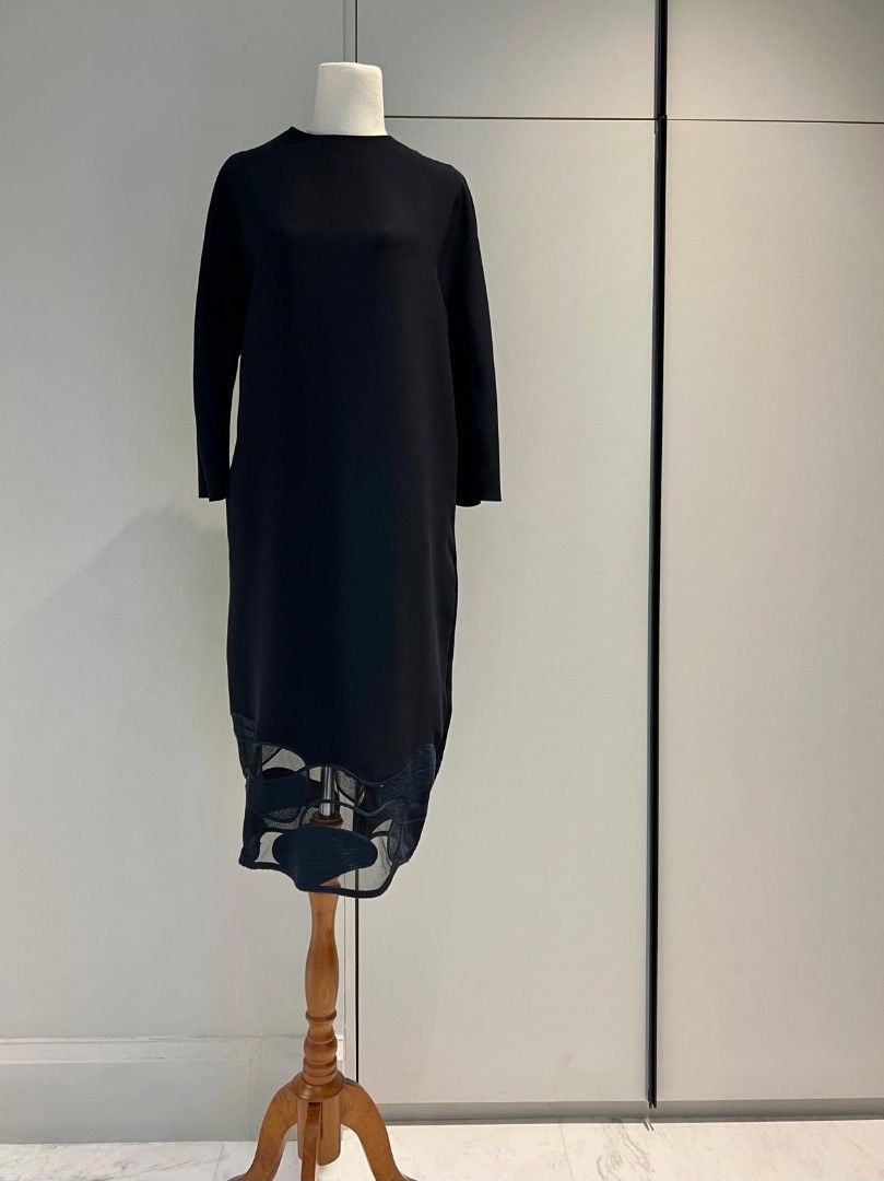 COS classic black dress with embroidered lacy hem details