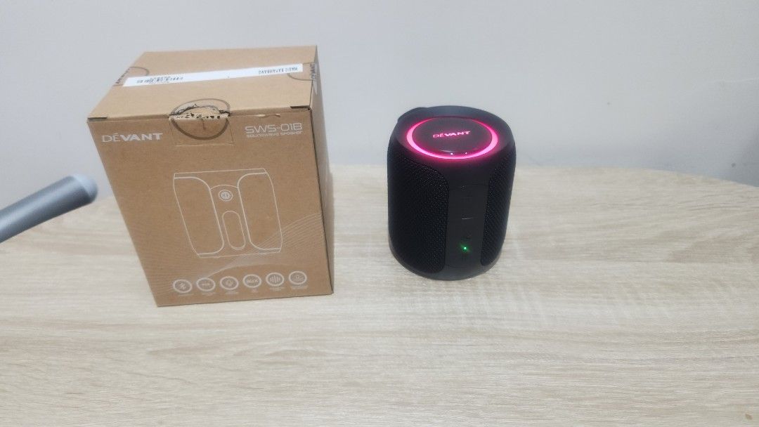Devant bluetooth portable speaker (Category: Soundbars, Speakers & Amplifiers) located in Manila. Submitted by sound.solution (Listing ID 1320775490, Image 1). Description: BLUETOOTH 5.0 MULTICOLOR LIGHT AUX CABLE TRUE WIRELESS STEREO WATER AND DUST RESISTANT.