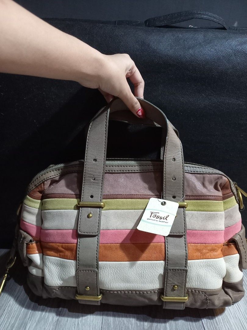Fossil Mason Satchel Stripe vintage bag Fesyen Wanita Tas Dompet di Carousell