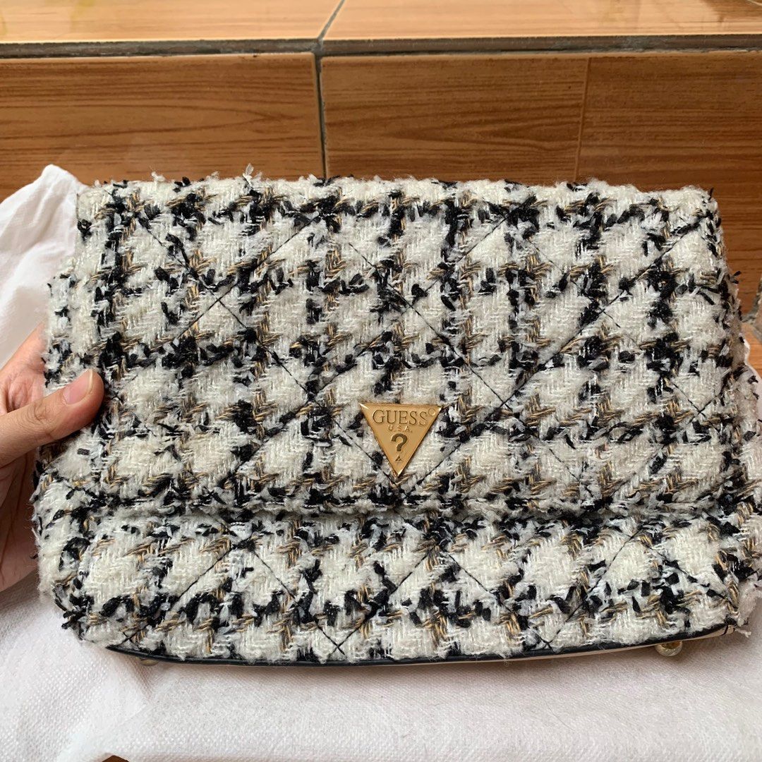 Guess Bag Ryan Tweed White Crossbody