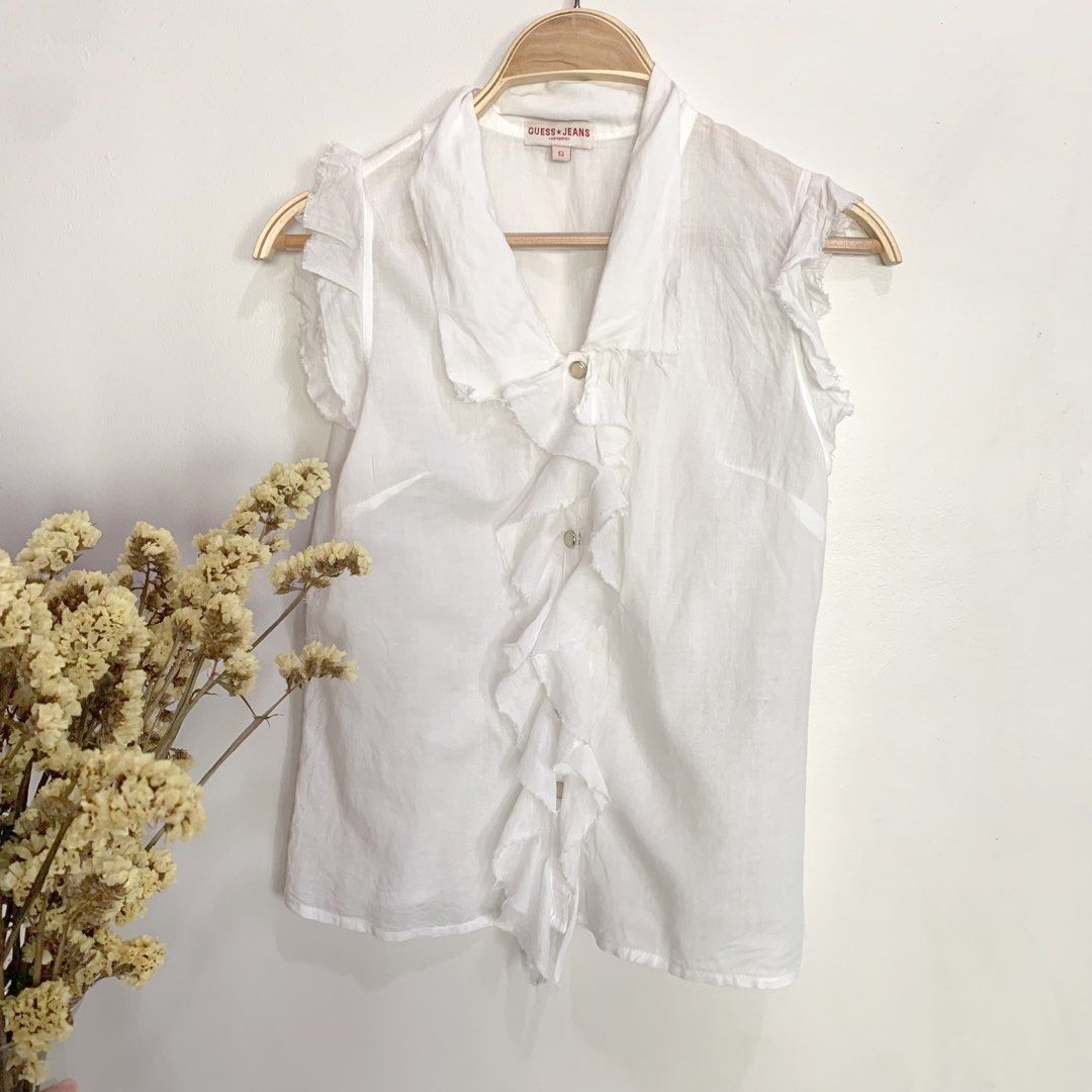 Guess Ruffle Sleeveless Women s Fashion Tops Blouses on Carousell