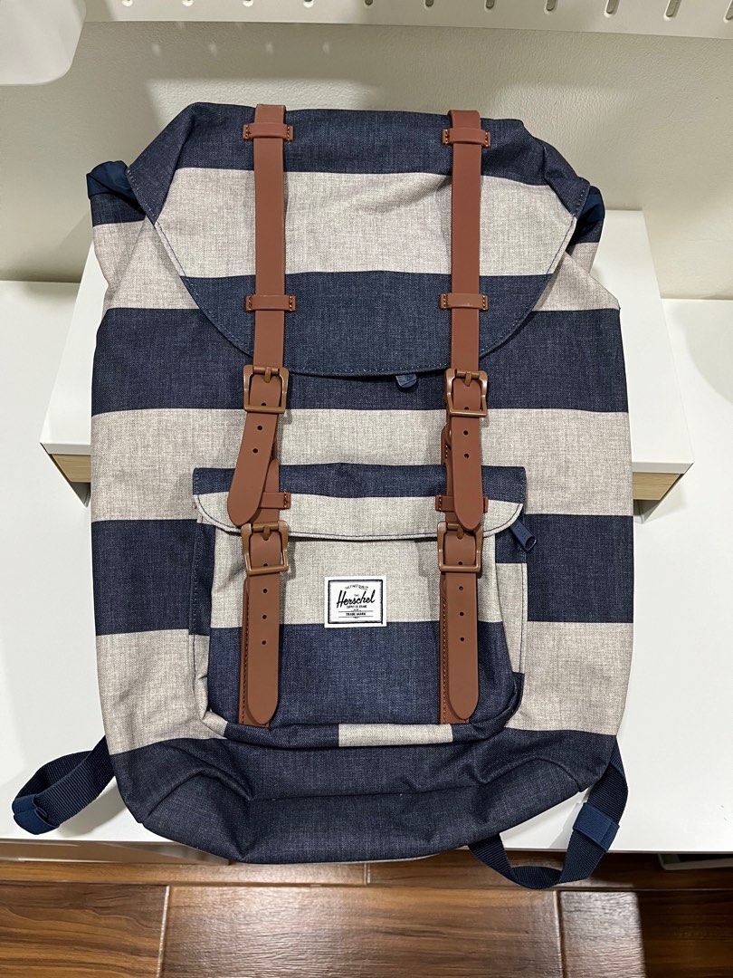 Herschel Supply Co. Little America Backpack Border Stripe Saddle Brown Men s Fashion Bags Backpacks on Carousell