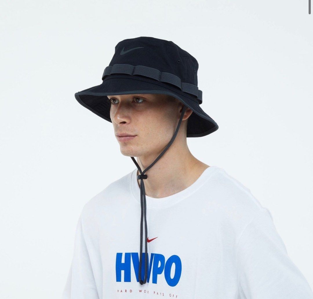 Nike Bucket Hat Cap Jungle Boonie Triple Black Grey Apex Outfield Drawstring Unisex Dri Fit Men s Fashion Watches Accessories Caps Hats on Carousell