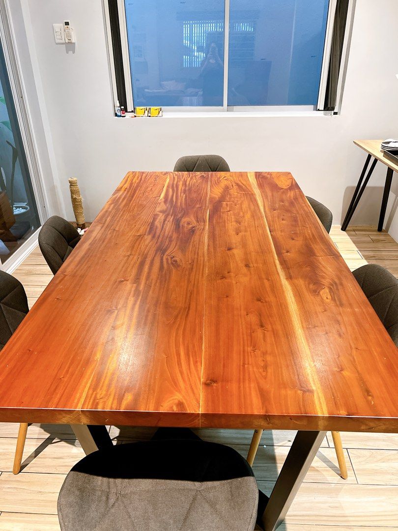 Preloved dining table narra wood (Category: Tables & Sets) located in Antipolo. Submitted by minimalist.chic (Listing ID 1320769940, Image 2). Description: Preloved Narra wood dining table ONLY! Chairs not included. Bought from Our Home for 50k 70" length 37" width 31" height Slightly nego. RFS: will change interior design at home..